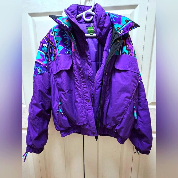 Vtg St John's Bay Women's Purple Wind Breaker Ski  Jacket Tribal Medium 80s-90s - Picture 2 of 14